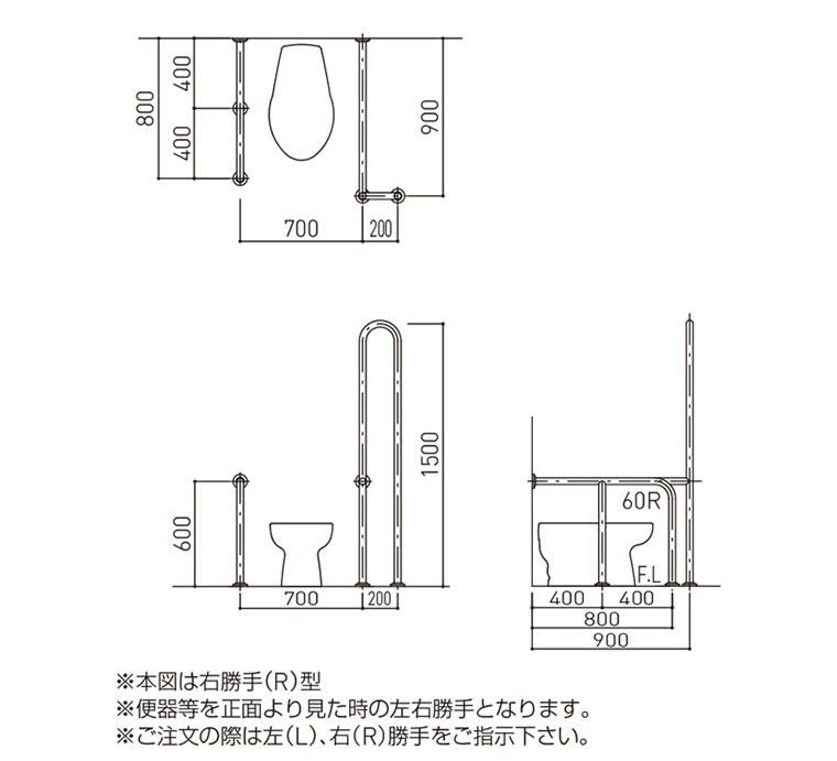 フローラル 新協和 バリアフリー手摺 (洋式トイレ手摺)32Φ・34Φ SK-156SN 神栄ホームクリエイト ※ その他の住宅設備