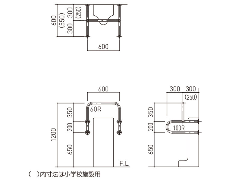 発送まで約14日程 バリアフリー手摺 和式トイレ用標準取付タイプ（B・D・G） SK-102SN