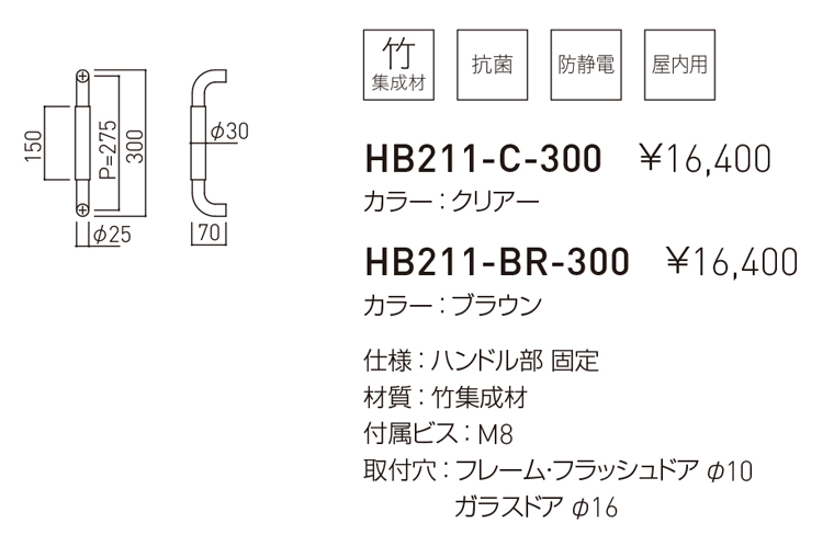 最大92%OFFクーポン 神栄ホームクリエイト ﾄﾞｱﾊﾝﾄﾞﾙ 竹集成材 鏡面 クリアー 700mm FHBS1205M-25C-7 組 