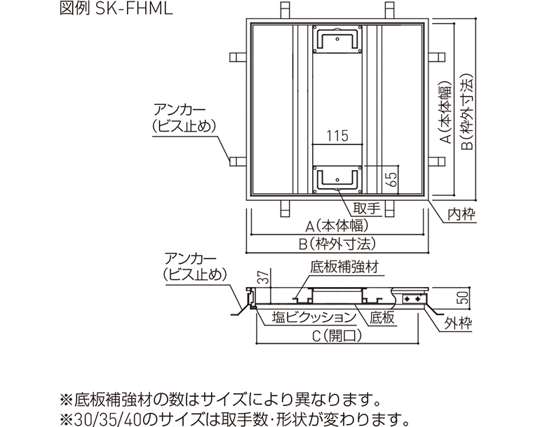 フロアーハッチ（モルタル用）SK-FHML-30/-35/-40/-45/-50/-60 | 神栄