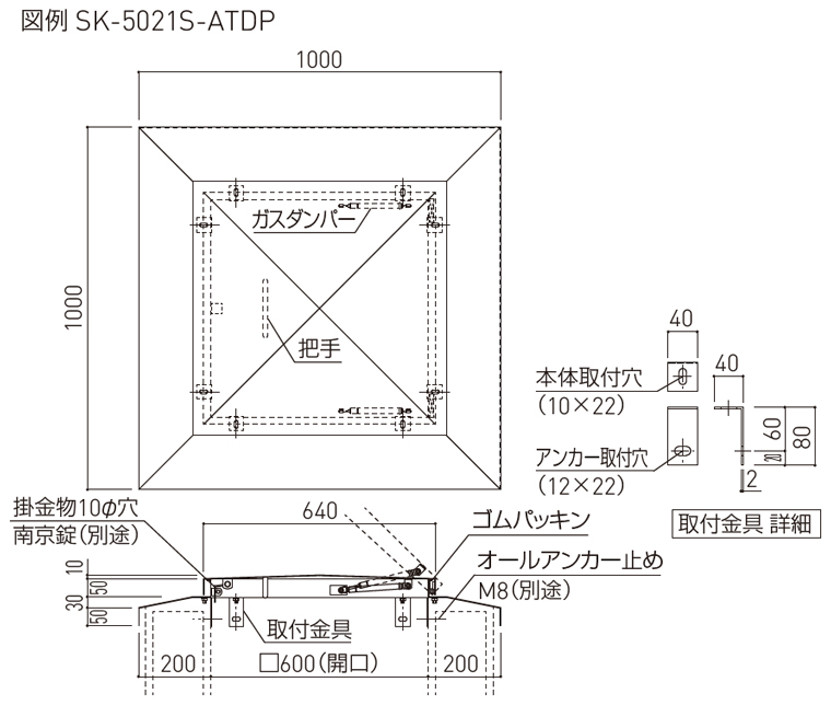 低価格 新協和 角型屋根マンホール SKM-2S