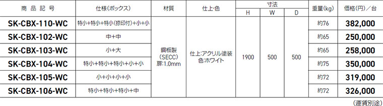 宅配ボックス（ダイヤル錠式）SK-CBX-103/-104/-105/-106/-110-WC