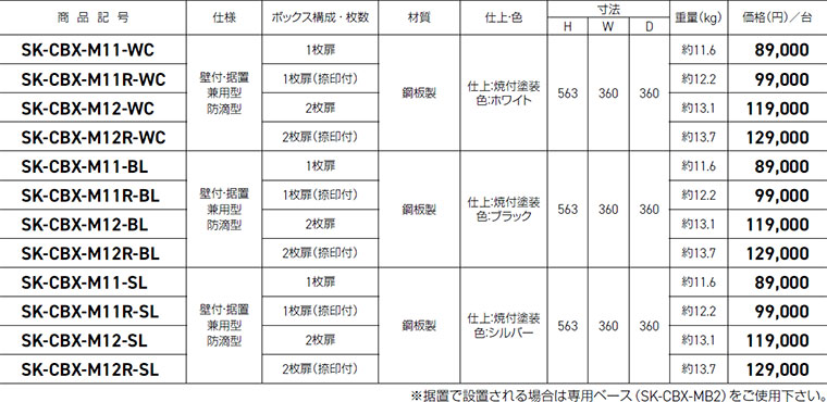 高速配送 SK-CBX-M12R-WC 防滴宅配ボックス 捺印付